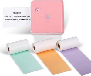 Phomemo M02 Pro Mini Printer- Bluetooth Thermal Photo Printer with 3 Rolls Colorful Sticker Paper, Compatible with iOS + Android for Plan Journal, Study Notes, Art Creation, Work, Gift