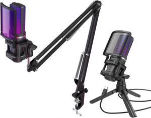ZealSound USB RGB Microphone Kit for Gaming a68 and a68s with Boom Arm