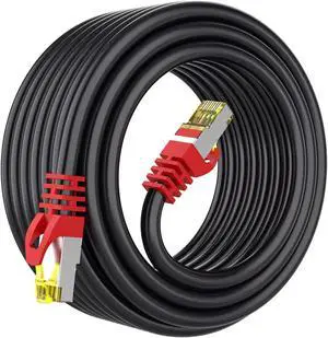 Boahcken Cat 8 Ethernet Cable 150 ft,Heavy Duty high Speed 26AWG Internet Network Cable,40Gbps,2000Mhz RJ45 Shielded Patch Cord,Indoor&Outdoor Weatherproof LAN Cable for Modem/Gaming-Black
