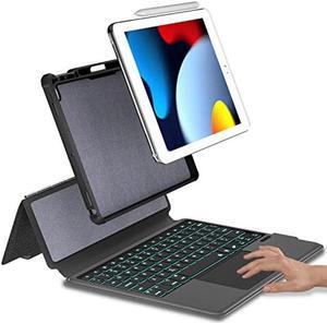 eoso Trackpad iPad Keyboard Case for Apple iPad 10.2" 2021 9th&8th&7th Gen, Air 3,Pro 10.5-7 Color Backlight,Touchpad Detachable Slim Cover with Pencil Holder (10.2"/10.5",Black)