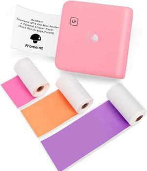 Phomemo M02 Pro Mini Printer- Bluetooth Thermal Photo Printer with 3 Rolls Colorful Sticker Paper, Compatible with iOS + Android for Plan Journal, Study Notes, Art Creation, Work, Gift, Pink