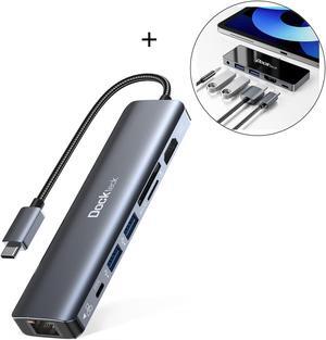 USB C Hub Multiport Adapter, Dockteck 7-in-1 USB-C Hub with 4K 60Hz HDMI&Dockteck 5 in 1 Adapter for iPad Pro 2021 2020 iPad Air 4 iPad Mini 6