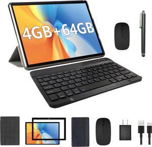 Android Tablet 2 in 1 Tablets 10 Inch, Tablet with Keyboard Mouse Case Protective Film Stylus Android 11.0 Tableta Computer Set 10.1" Tab 64GB+4GB 8MP Dual Camera 6000mAh Battery WIFI Game Tableta PC
