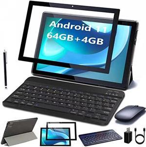 ATOZEE 10.1 Inch Tablet PC with Keyboard Case, Mouse, Protective Film, Stylus, 64GB ROM, 4GB RAM, Android 11.0, Dual 8MP Camera, 6000mAh Battery, IPS, WIFI, Bluetooth, Silver
