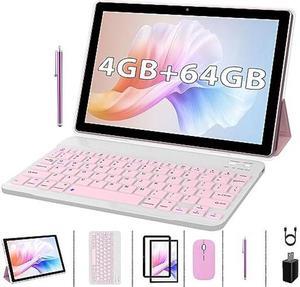 2024 Newest 2 in 1 Tablet, 10 inch Android 11 Tablets with Keyboard Case Mouse Stylus, 4GB RAM+64GB ROM 1.8GHz Quad Core, 1280*800 IPS HD Touch Screen, 8MP Dual Camera, Games, Wi-Fi, BT Tableta PC