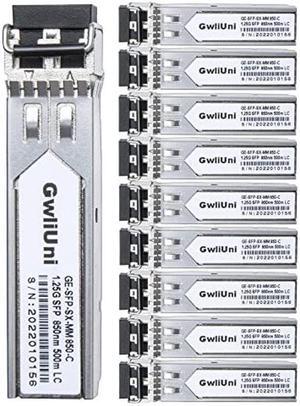 10Pcs 1.25G SFP Multi Mode Fiber Module Network Transceiver, SX MM 850nm 500m, Duplex LC Interface for Switch, Router, Firewall, Network Card, Media Converter etc