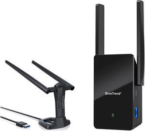BrosTrend AX1500 WiFi Extender Signal Booster for Home Gigabit Ethernet Port WiFi 6 Extender + 1200Mbps Linux WiFi Adapter for Long Range Supports Ubuntu, Mint, Kali, Debian, Kubuntu, Mate, PureOS ...