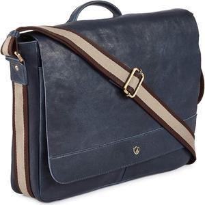 Real Leather Laptop Bag Men Women Distressed Vintage Messenger Satchel Shoulder Bag (Ocean Blue)