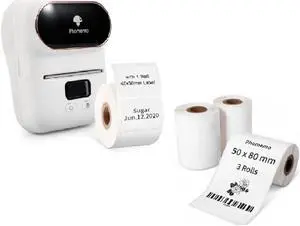 Phomemo M110 Label Maker with 3 Rolls 1.97"x3.15"(50x80mm) Thermal Labels, Bluetooth Thermal Label Maker Printer Apply to Labeling, Office, Cable, Retail, Barcode, Compatible with Android & iOS