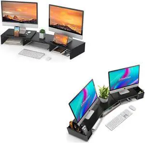 LORYERGO Dual Monitor Stand Wood