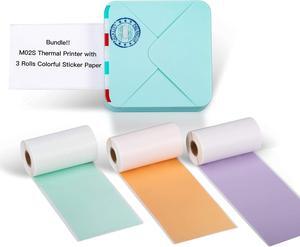 Phomemo M02S Pocket Thermal Printer- Bluetooth Photo Printer with 3 Rolls Colorful Sticker Paper, Compatible with iOS + Android for Plan Journal, Study Notes, Art Creation, Work, Gift