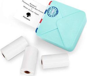 Phomemo M02S Pocket Printer- Mini Bluetooth Thermal Printer with 3 Rolls White Sticker Paper, Compatible with iOS + Android for Learning Assistance, Study Notes, Journal, Fun, Work, Cyan