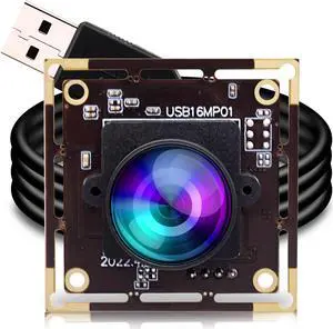ELP 16mp Wide Angle USB Camera for Computer 180degree Fisheye Lens Webcam Board Mini UVC USB2.0 4K Video Lightburn Camera Module,with 3.3ft/1m Cable for Laptop, PC, Raspberry Pi, Jetson Nano