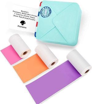Phomemo M02S Pocket Printer- Bluetooth Thermal Photo Printer with 3 Rolls Colorful Sticker Paper, Compatible with iOS + Android for Plan Journal, Study Notes, Art Creation, Work, Gift, Cyan