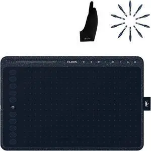 2020 Huion HS611 Graphics Drawing Tablet and 10 Pack Replacement Nibs PN05 and Artist Glove