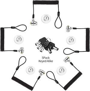 LORADAR Keyed Alike 5Pack Security Hardware Cable Lock Kit,Retractable Cable Lock Portable Keyed Laptop Lock 5Keys 6.2Ft for Monitors, Laptops, MacBooks, Tablets, iPad,Mac Mini,