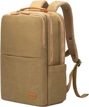 NOBLEMAN Large Laptop Backpack, Modern Water Resistent Travel Business Computer Backpacks with Multi-Compartment Pockets, Fits15.6 Inch Laptop Backpack with USB Charging Port Men Women(Khaki Plus