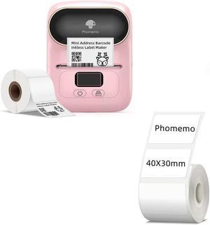 Pink Label Maker Printer-Phomemo M110 Portable Bluetooth Thermal Label Maker Printer for Barcode, Cloth, Price Tag, Jewelry, Business Home, with 2-Roll 1.57"x1.18" (230 Labels/Roll), for iOS & Android