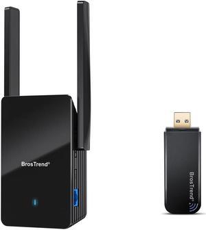 BrosTrend AX3000 WiFi 6 Range Extender Booster with Gigabit Port, WiFi Booster Repeater, Dual Band Repetidor WiFi 6 + 1200Mbps USB WiFi Network Adapter for Laptop, Desktop PC of Windows 11/10/8/7