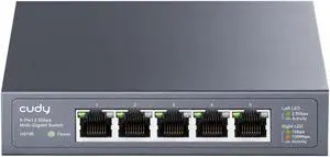 Cudy 5-Port Multi-Gigabit Ethernet Switch, 5 2.5Gbps Ethernet RJ45 Ports, Full 2.5Gbps Ports, Loop Detection, 802.3az Energy Saving, Desktop or Wall Mount, Fanless Design, HS105