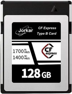 Jorkar 128GB CFexpress Type B Memory Card, High-Speed Up to 1700MB/s, RAW 8K 4K Photo & Video, for Cameras Camcorders Nikon Z6/Z7/Z8/D6, Canon EOS-1DXMark III/EOS-R5, Panasonic S1/S1R, DJI Ronin 4D