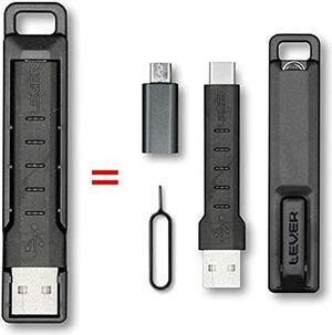 Lever Gear CableKit - Keychain USB C Cable Kit for Android Phones - Includes Micro USB Adapter, Short USB C Cable, Carry Case and SIM Tool. Tiny USB C Keychain Cable (Micro-B Adapter, 6 Pack)