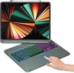 NOKBABO iPad Pro 12.9 inch Case with Keyboard,Multi-Touchpad,Rainbow Backlight,Pencil Holder,Keyboard for iPad Pro 12.9 inch 6th Gen 2022/5th Gen 2021/4th Gen 2020/3rd Gen 2018-Midnight Green