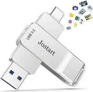 JOSTART 1TB USB 3.2 SSD Solid State Flash Drive,500MB/s High Speed Type C+USB A Drive Gen2, 2in1 Dual Thumb Drive USB C Memory Stick for iPhone 15 Series/USB-C iPad/Android Phone,Laptop,Mac