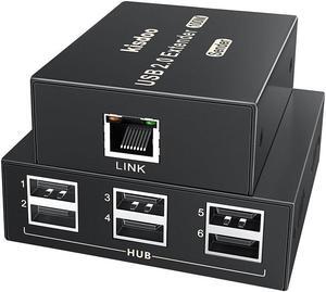 USB Extender Over Ethernet 200ft USB2.0 HUB 6ports RJ45 Cat5e/6 up to 480Mbps Plug & Play for USB Camera, touchscreens , USB Scanner Storage Hard Drive PC Windows,MacOS,Android