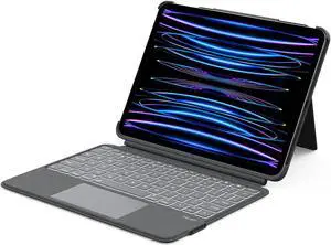 CHESONA Magnetic Detachable iPad Pro 11-inch Case (4th Gen - 2022), Multi-Touch Trackpad, 7-Color Backlit, Bluetooth Keyboard with Kickstand