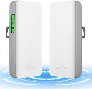 5.8G Wireless Bridge, 2Pack PTMP WiFi PTP Point to Point Access Outdoor Network CPE 2KM Transmission Distance with 12DBi High-Gain Antenna 2 LAN 100MBps Ethernet Port 24V PoE Power Supply