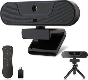 VIZOLINK 4K Webcam, UHD PTZ PC Camera with Speaker and 4 Microphones, Supporting Remote Control, Digital Zoom, Autofocus, Privacy Cover and Tripod, for Video Calls and Conferences and Live Streaming
