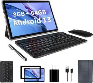 10 inch Android 13 Tablet, 8GB RAM+64GB ROM 1TB Expand, 2 in 1 Tablets with Keyboard, Case, Mouse, Stylus, 1280x800 IPS Touch Screen, 2.0GHz Quad-Core, Bluetooth 5.0, WiFi 6, Dual Camera (Blue)...