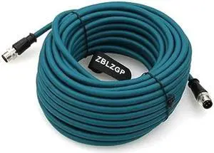 ZBLZGP Extension Ethernet Gigabit Shielded Cable M12 D Code 4 Pin to 4 Pin Male Industrial Vision Camera Cat5 Cable for Sensor Industiral Automation (15M)