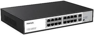 Real HD 16 Port PoE Switch, 16 PoE+ 100Mbps Ports with 2 Gigabit Uplink Ethernet Ports, Unmanaged Plug and Play, Each Port Up to 30W, High Power 300W, 803.af/at Compliant, Rack Mount