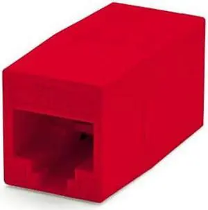 trueCABLE Cat6A Inline Coupler, Unshielded (UTP), PoE++ (4PPoE), UL Listed, ETL Verified, ANSI/TIA 568-2.D Cat 6A Performance Compliant, Female to Female RJ45 Couplers, Red, 12 Pack