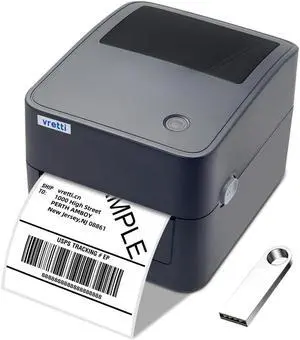 vretti Thermal Shipping Label Printer - 4x6 Label Printer for Shipping Packages - 410B USB Thermal Printer Compatible with Ebay Etsy UPS FedEx Ebay Mac Linux, Chrome os Windows