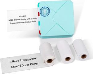 Phomemo M02S Pocket Thermal Printer- Bluetooth Photo Printer with 3 Rolls Transparent White Paper, Compatible with iOS + Android for Plan Journal, Study Notes, Art Creation, Work, Gift