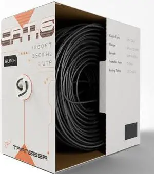 Transber CAT6 CM - 1000ft - CCA - 23AWG - UTP - 550MHz/10Gbps Ethernet Cable (Black)