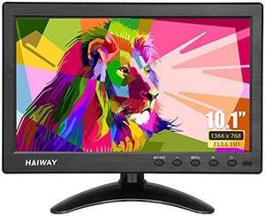 Haiway 10.1 inch Security Monitor, 1366x768 Resolution Small HDMI Monitor Small Portable Monitor with Remote Control with Built-in Dual Speakers HDMI VGA BNC USB Input for Gaming CCTV Raspberry Pi PC