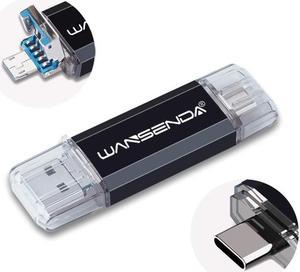 WANSENDA 3 in 1 OTG USB Flash Drive Backup Photo Stick USB3.0/3.1 & Type-C & Micro USB Storage Stick (512GB, Black)
