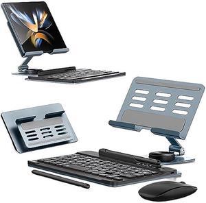 Voppton for Samsung Galaxy Z Fold 5 4 3 Stand Keyboard Mouse, Portable Detachable Bluetooth Keyboard, Foldable Adjustable Desk Stand Holder, for Oneplus Open Pixel Fold Phone