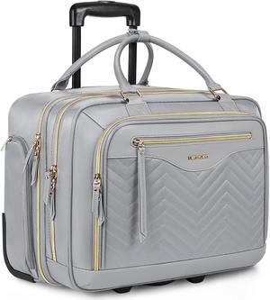 LIGHT FLIGHT Rolling Laptop Bag 17.3 inch Rolling Briefcase for Women Computer Bag with Wheels Rolling Laptop Case Overnight Roller Bag for Carry on Travel Work Business, Grey
