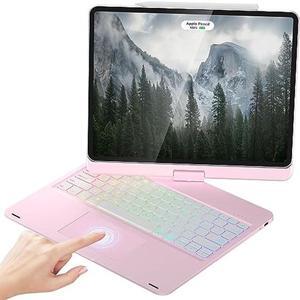 Kolude iPad Pro 12.9 Case with Keyboard Integrated Magnetic Case for iPad Pro 12.9-inch (2022 6th, 2021 5th, 4th and 3rd Generation) Magnetic Keyboard Multi-Touch Trackpad 360deg Rotatable Rose Gold