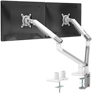 WALI Dual Monitor Stand White Arms Mounts, for 2 Monitors, Mechanical Spring Tension Indicator Fully Adjustable Bracket, Up to 32 inch, 22lbs Weight Capacity (MATI002-W), White