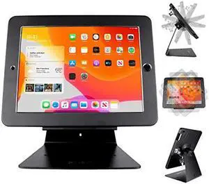 CarrieCathy Desktop Anti-Theft Security Kiosk POS Stand Holder Enclosure for 10.2" 2021 iPad 9th Gen 2020 iPad 8th Gen 2019 iPad 7th Gen, Flip & 360deg Swivel Design
