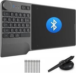 HUION Inspiroy Keydial KD200 Wireless Drawing Tablet, Bluetooth Graphic Tablet with Keyboard Dial 5 Customized Keys Battery-Free Pen with 10pcs Felt Pen Nibs, Art Tablet Work with Windows,Mac,Android
