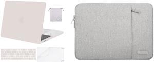 MOSISO Compatible with MacBook Pro 13 inch Case 2016-2020 A2338 M1 A2289 A2251 A2159 A1989 A1706 A1708, Plastic Hard Shell&Vertical Bag with Pocket&Keyboard Skin&Screen Protector&Pouch, Rock Gray&Gray