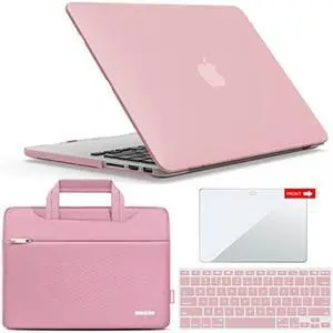 IBENZER Compatible with MacBook Pro 13 Inch Case 2015 2014 2013 end 2012 A1502 A1425, Hard Shell Case with Bag & Keyboard Cover & Screen Film for Old Version Mac Pro Retina 13, Rose Quartz, R13-RQ+3SP