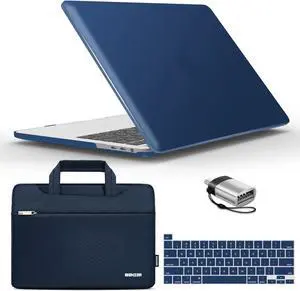 IBENZER Compatible with 2024 2023 M2 MacBook Pro 13 Inch Case 2024-2016 M1 A2338 A2289 A2251 A2159 A1989 A1706 A1708, Hard Shell Case & Sleeve & Keyboard Cover & Type C, Navy Blue,T13-NVBL+3